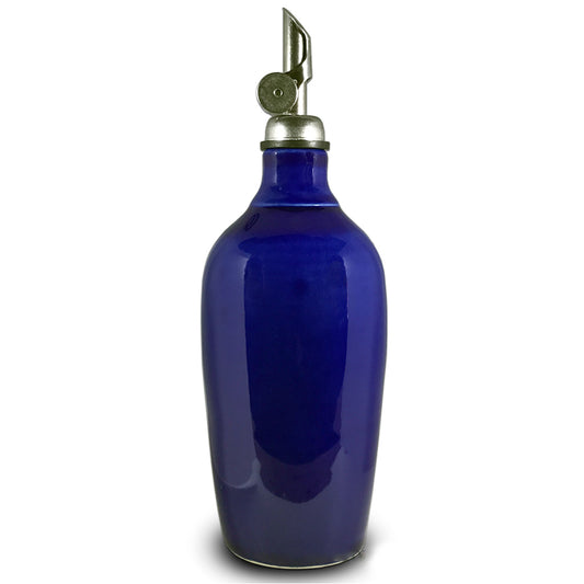 Handmade Olive Oil and Vinegar Cruet -  Sapphire Blue