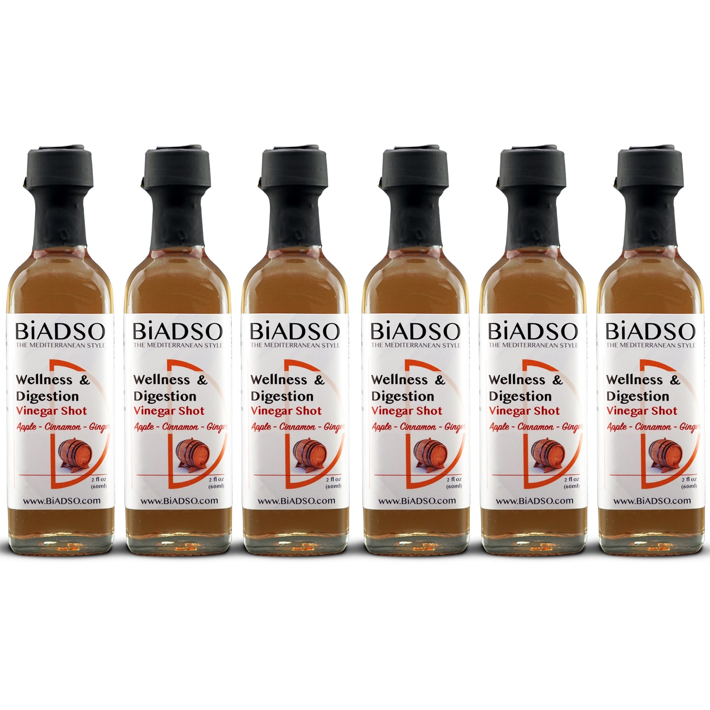 Vinegar Shot - Apple, Cinnamon, Ginger Digestion and Wellness Biadso Mediterranean Oils and Vinegars