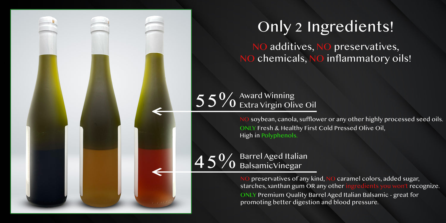 Biadso Mediterranean Style Vinaigrettes, High Polyphenols, simple ingredients, healthy olive oils