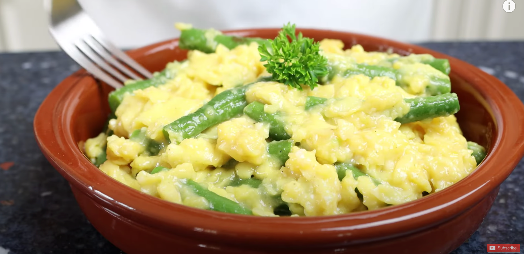 Load video: Creamy Scrambled Eggs with Green Beans BiADSO Garlic Olive Oil
