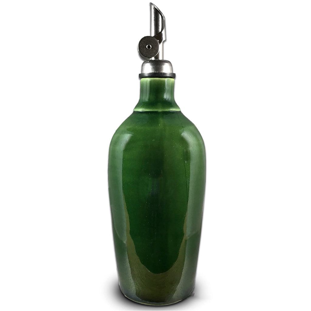 Handmade Olive Oil & Vinegar Cruet - Green | Artisan Ceramic