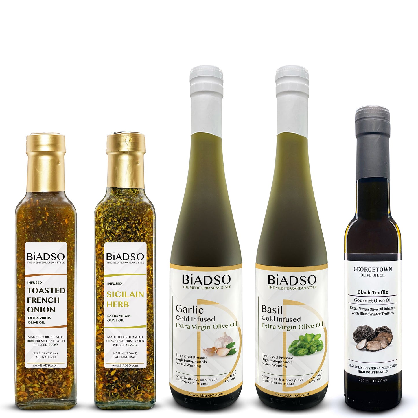 Bread Dipping Bundle - Flavored Extra Virgin Olive Oils BiADSO Mediterranean Olive Oils and Vinegars