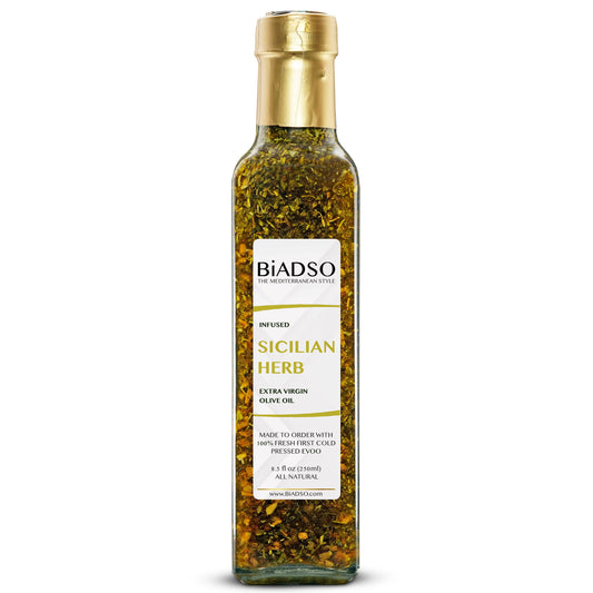 Sicilian Herbs Infused Extra Virgin Olive Oil BiADSO Mediterranean Oil and Vinegar